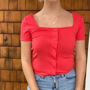 Abound Coral Red crop top